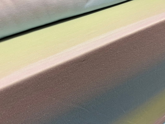 Soft handle loopback stretch spandex jersey fabric, per metre - ombré stripe print - rainbow pastels