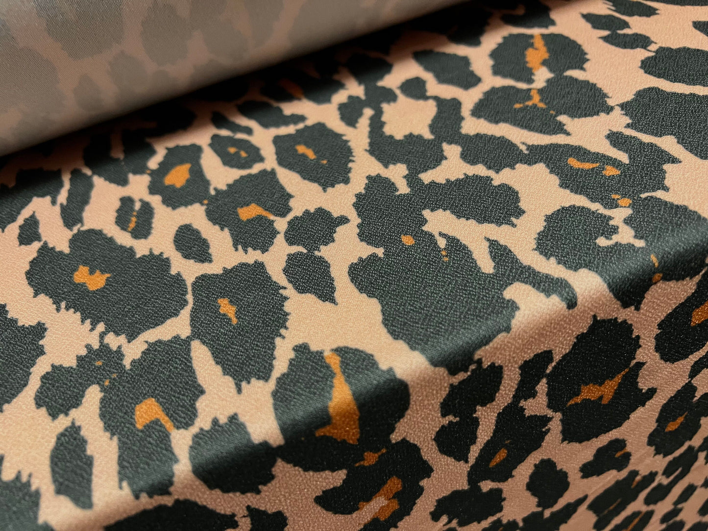 Valentino crepe spandex jersey fabric - similar to scuba - per metre - leopardskin print - baked salmon