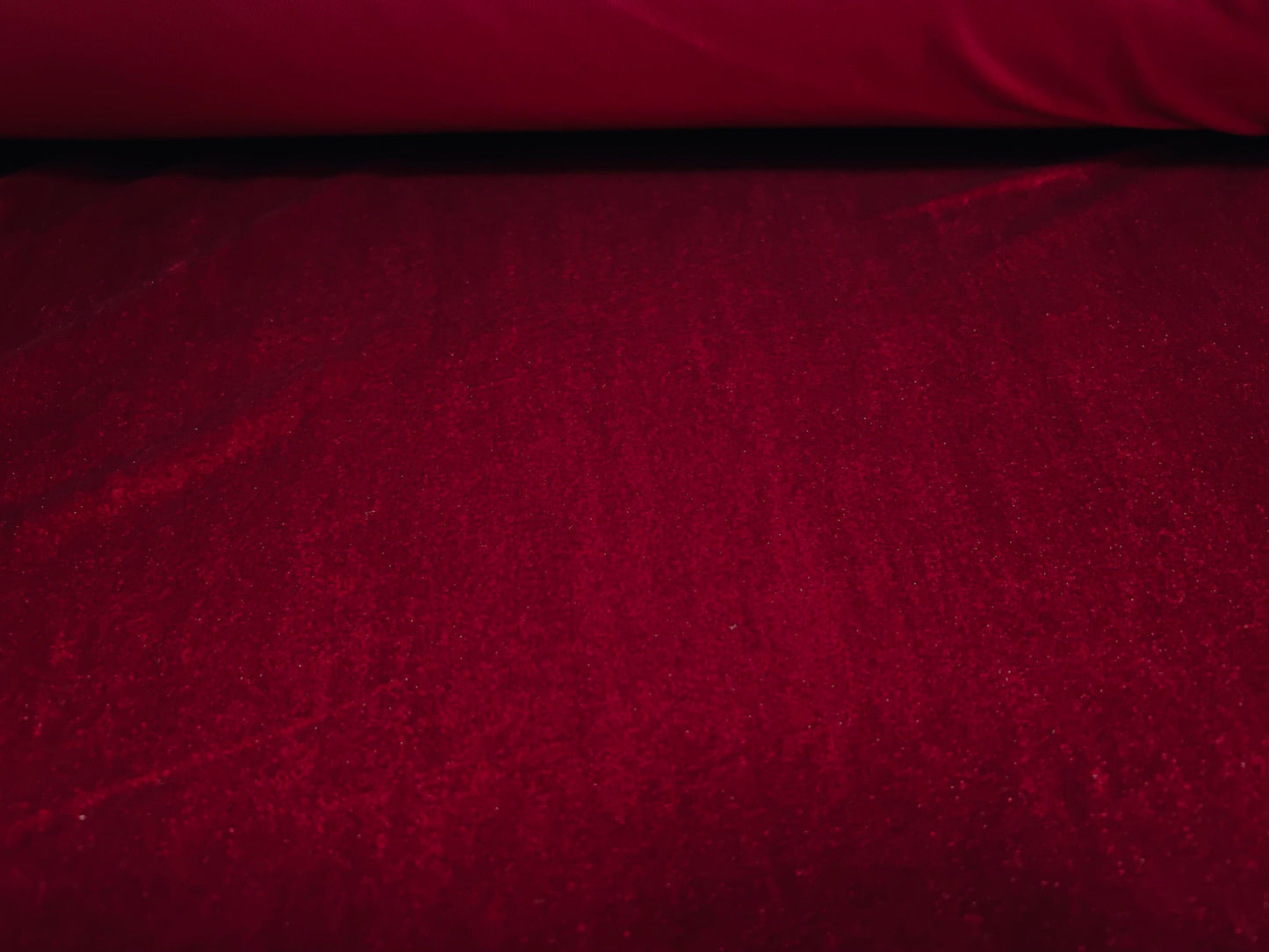 Spandex velvet velour stretch fabric, per metre - plain -  cherry red