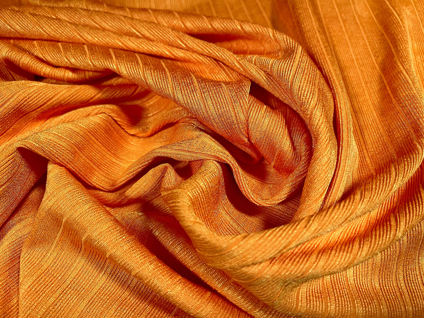 Heavyweight spandex rib jersey fabric, per metre - plain - tangerine