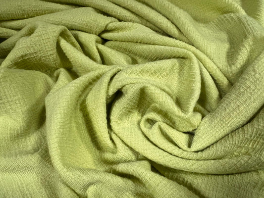 Strawcloth textured double jersey stretch spandex fabric, per metre - plain - green