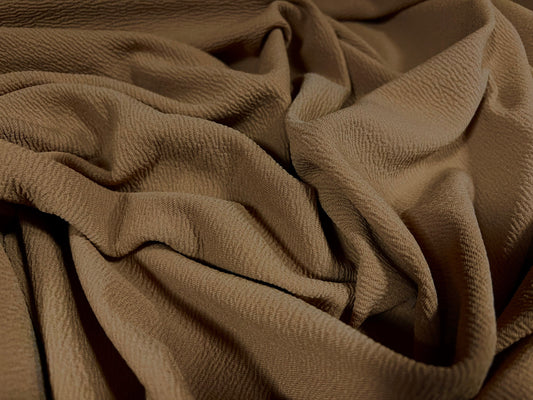 Liverpool textured scuba spandex stretch jersey fabric, per metre - plain - Camel