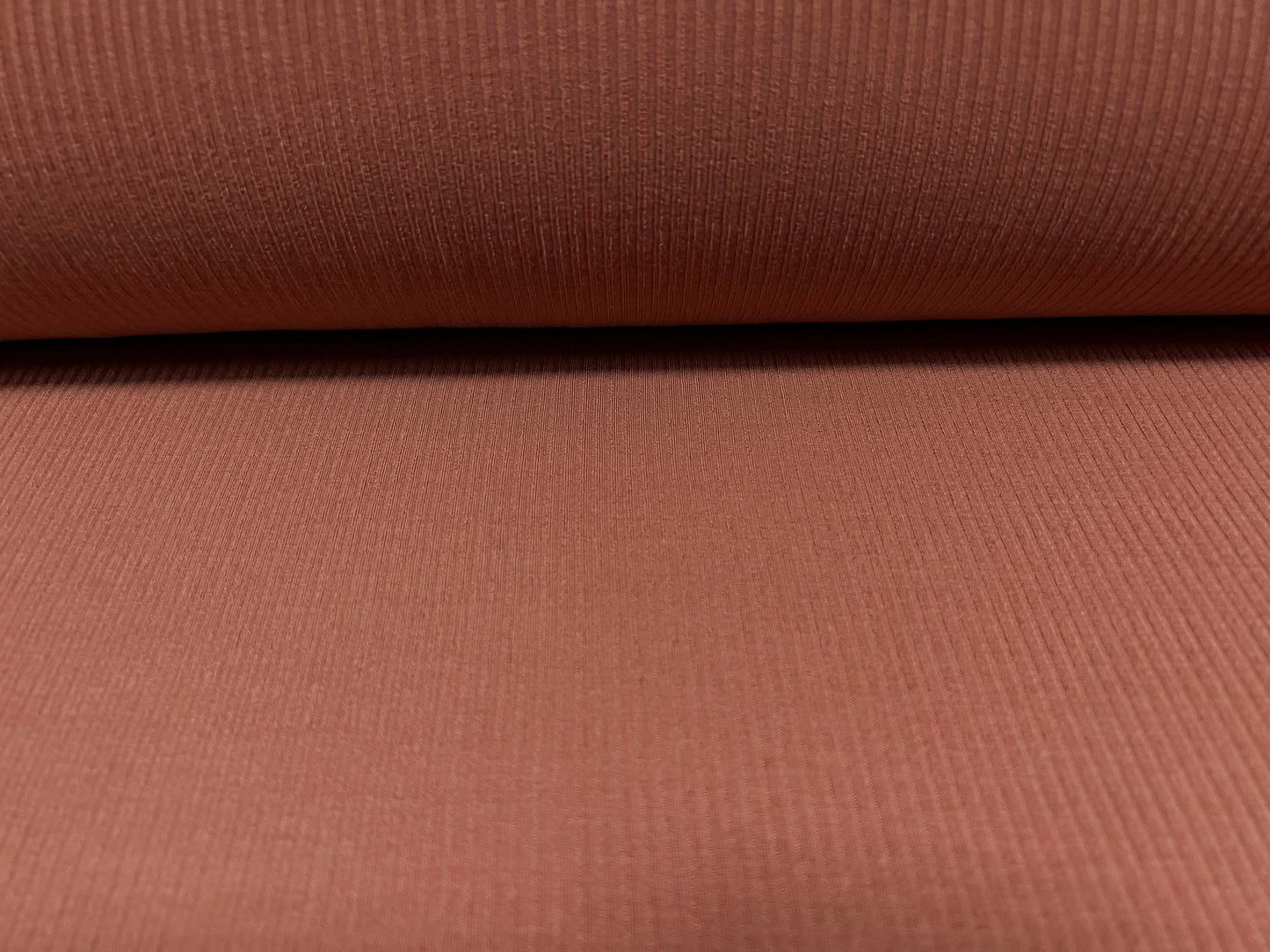 Soft touch rib jersey knit fabric, per metre - plain - Terracotta