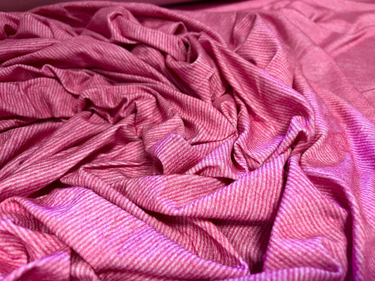 Stretch viscose spandex single jersey fabric, per metre - pinstripe - pink on pink