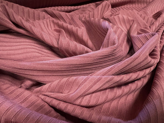 Spandex stretch rib jersey fabric, per metre - plain - rose pink