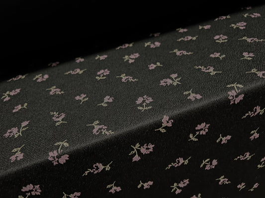 Valentino crepe spandex jersey fabric - similar to scuba - per metre - ditsy flower print - black & lilac