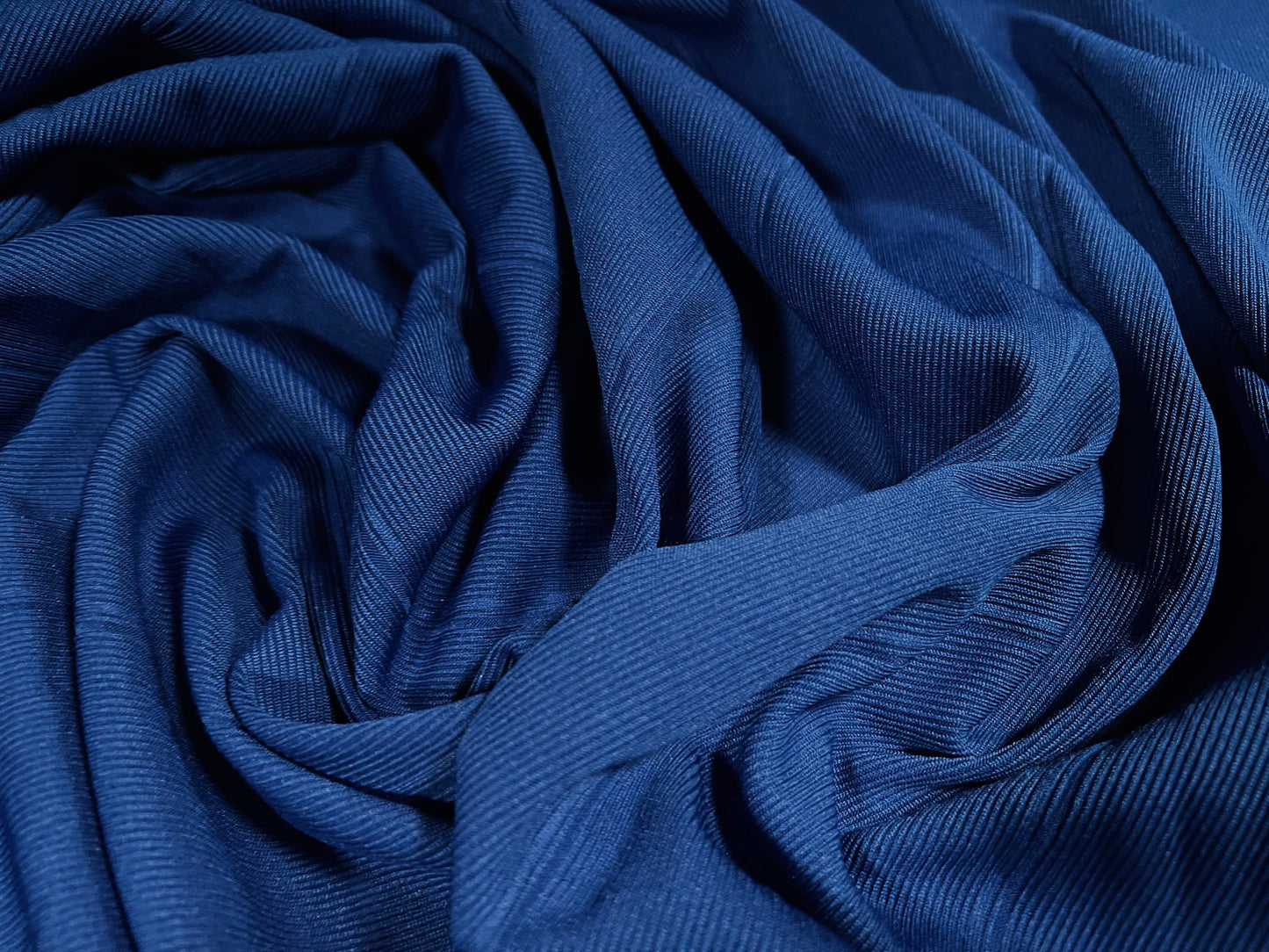 Bandage rib bodycon spandex stretch jersey fabric, per metre - plain - cobalt blue