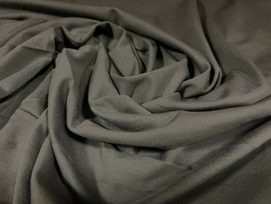 Cotton spandex stretch single jersey fabric, per metre - plain - mid grey