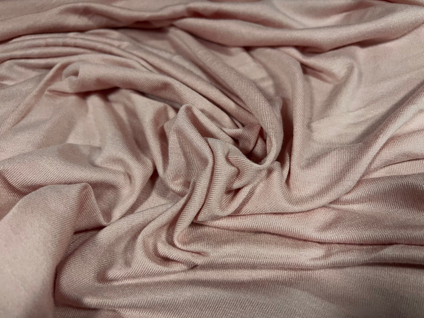 Viscose spandex stretch single jersey fabric, per metre - 66 inches wide - plain - light rose