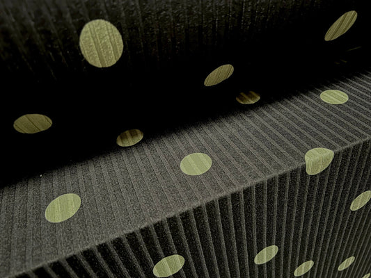 Recycled Spandex rib stretch jersey fabric, per metre - Polka dot print - dark khaki & green