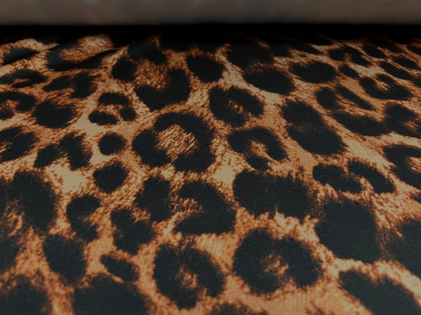 Scuba spandex stretch neoprene style jersey fashion fabric, per metre - Cheetah animal print - brown