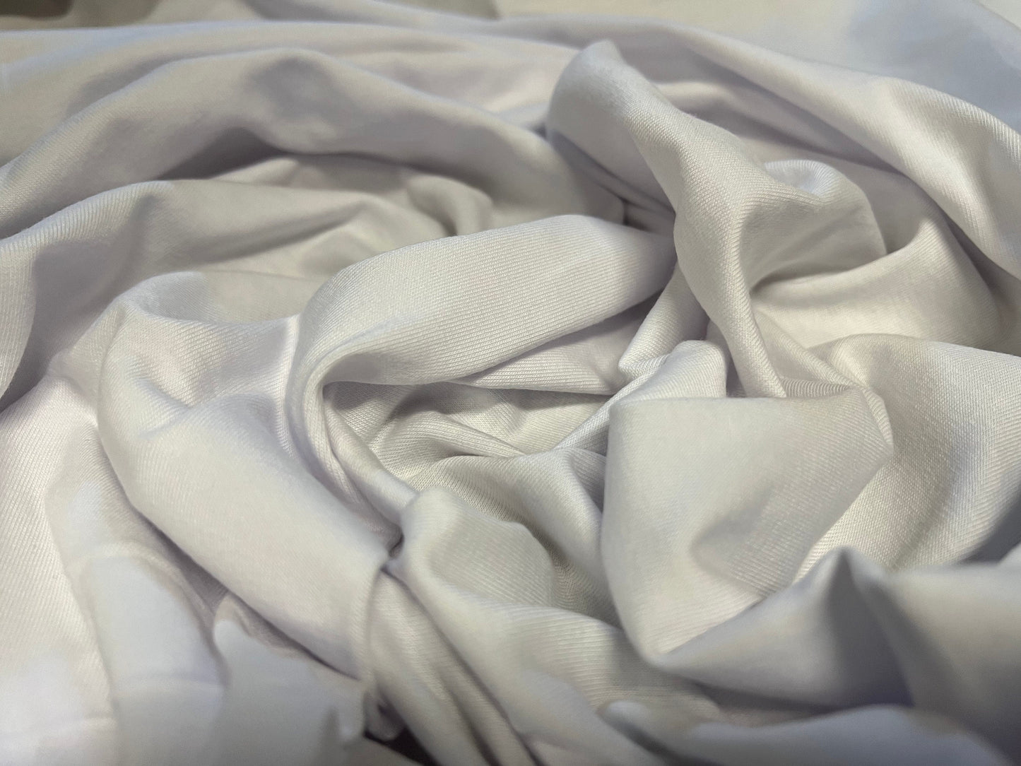 Cotton spandex stretch single jersey fabric, per metre - plain -  white