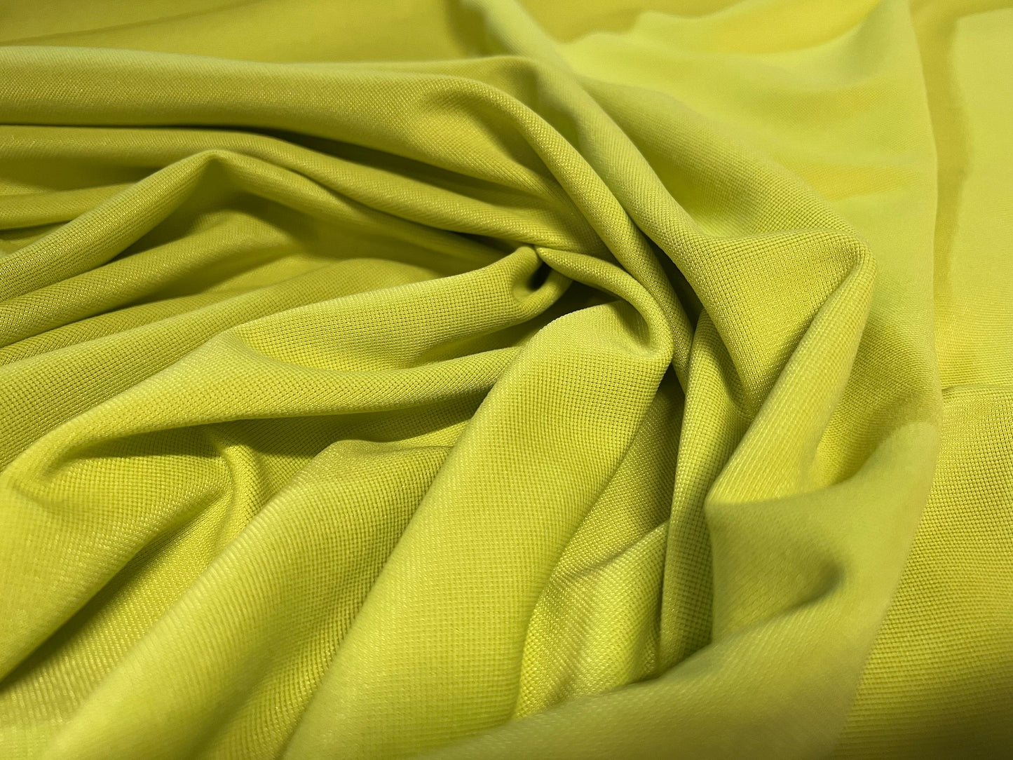 Double jersey stretch spandex knit dress fabric, per metre - lime green