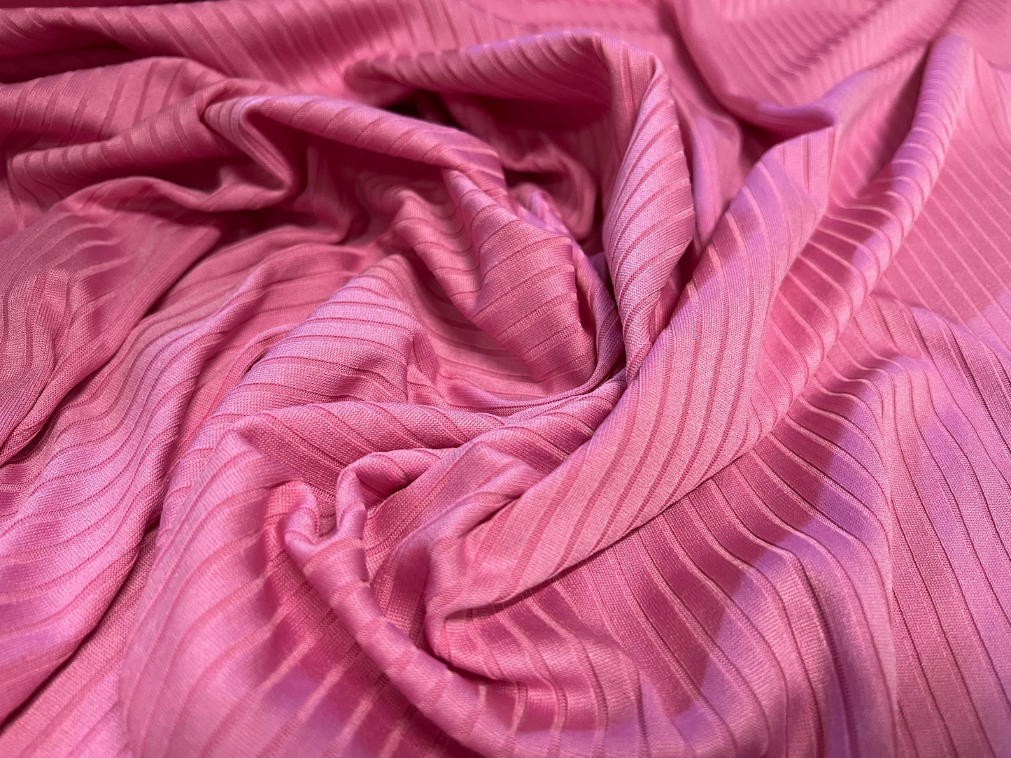 Stretch spandex rib jersey fabric, per metre - plain - candy pink