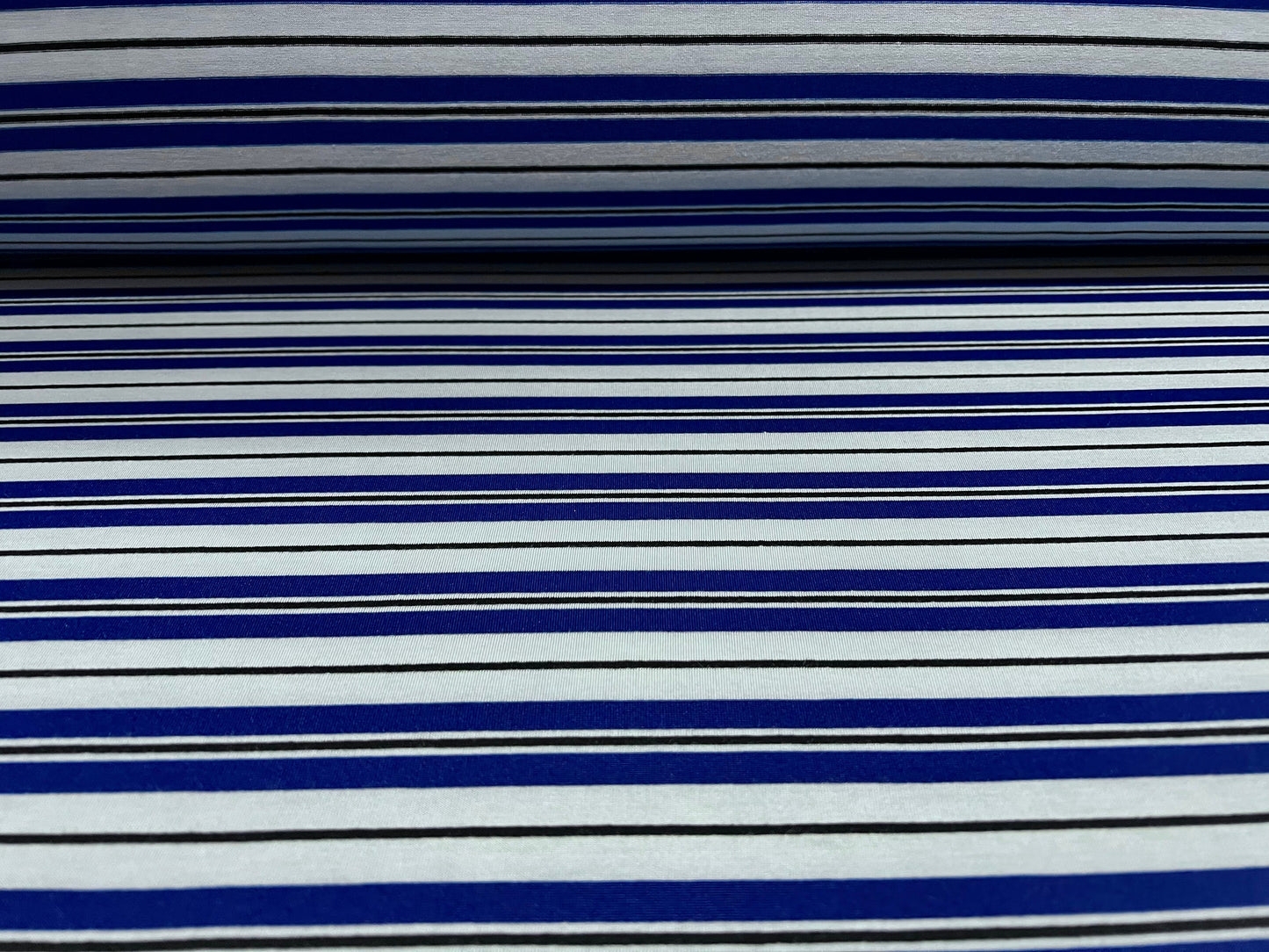 Stretch spandex single jersey fabric, per metre - stripe - blue on blue