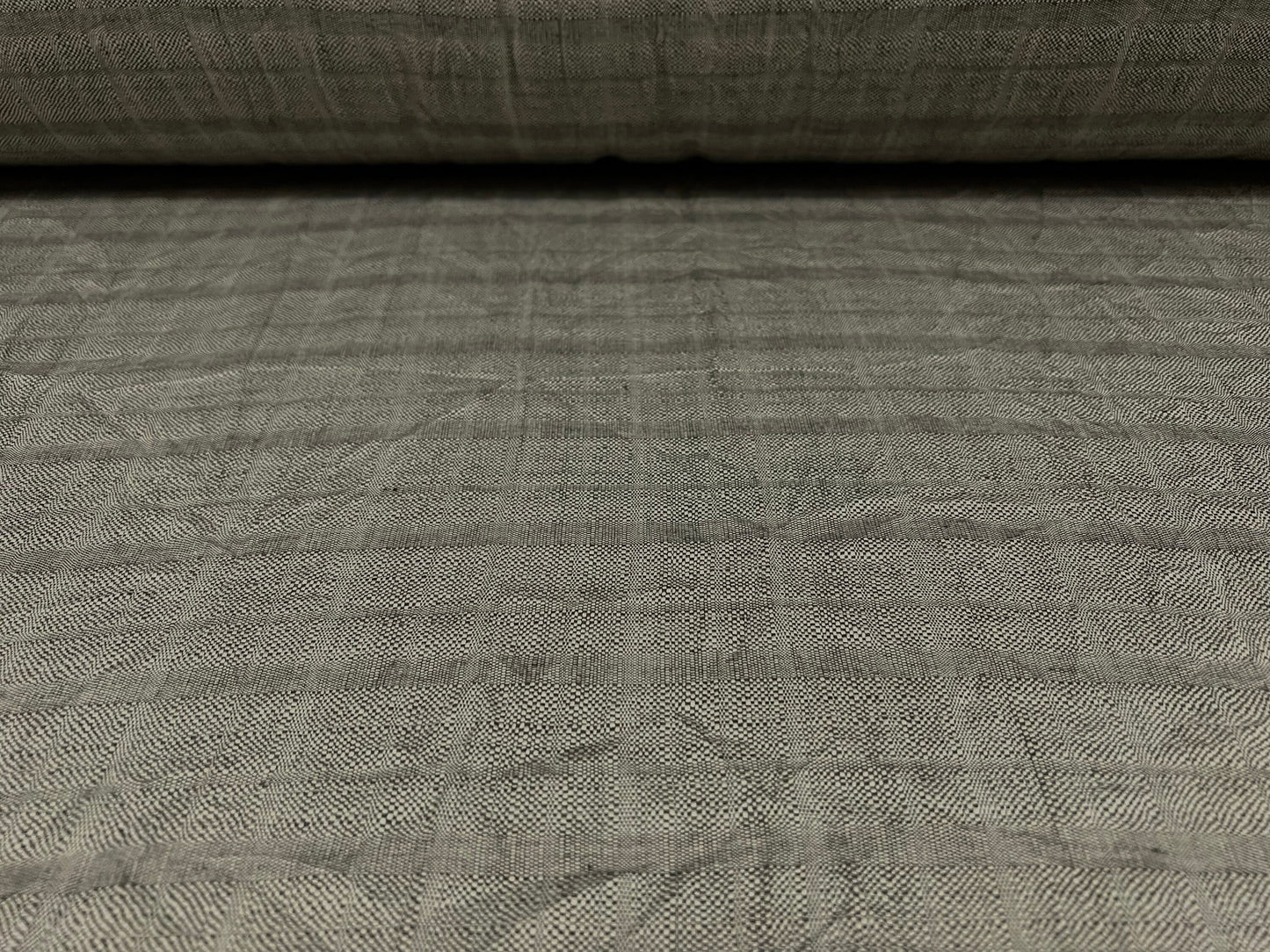 Crushed textured woven hipster check suiting fabric, per metre - grey