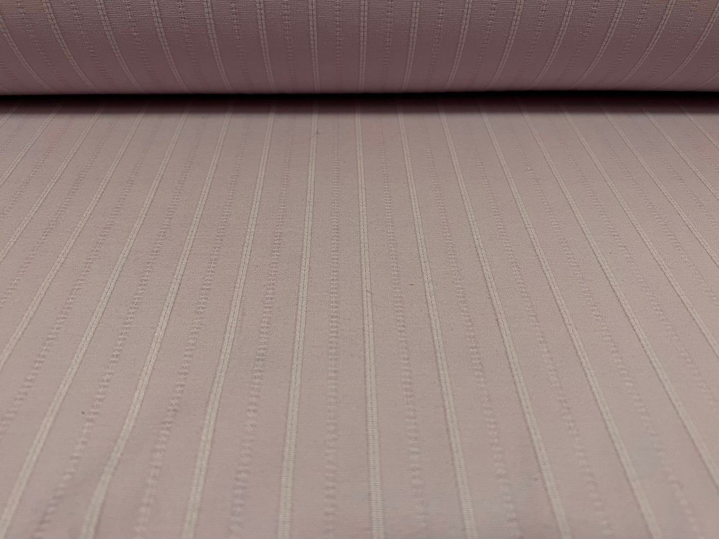 Woven stretch spandex raised pinstripe in a stripe fabric, per metre - lilac
