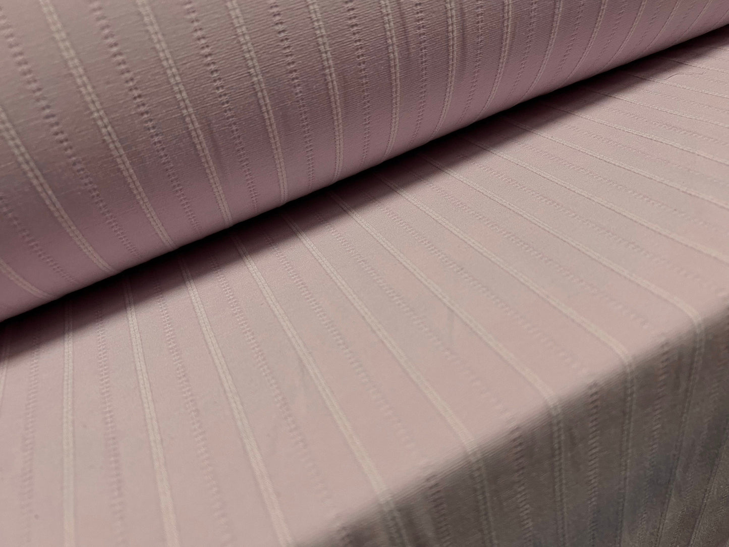 Woven stretch spandex raised pinstripe in a stripe fabric, per metre - lilac