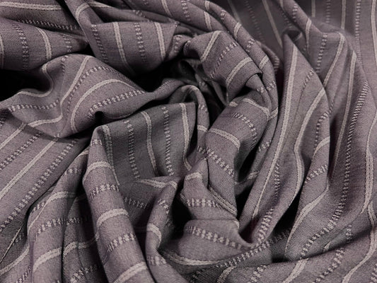 Woven stretch spandex raised pinstripe in a stripe fabric, per metre - grey Violet