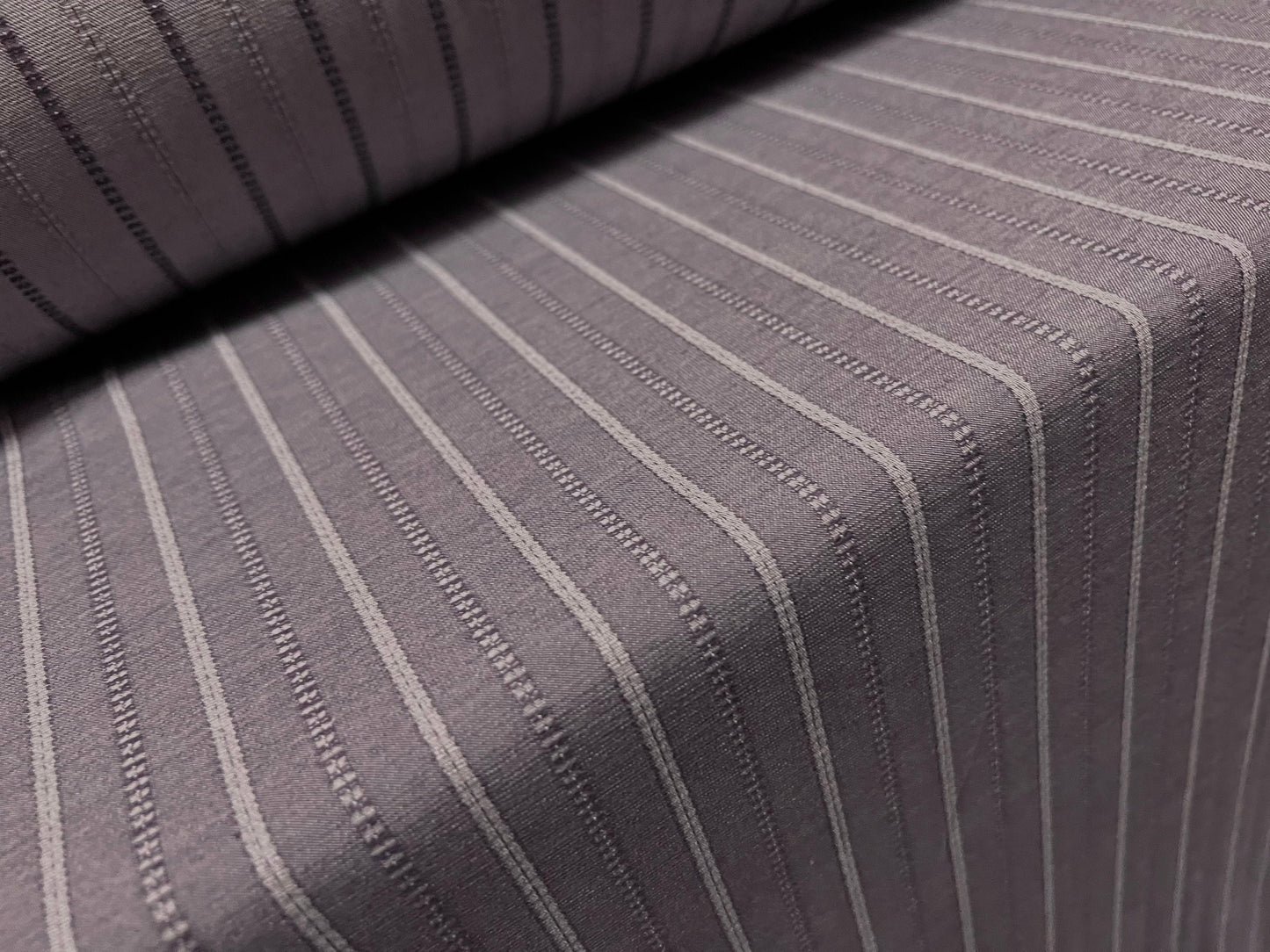 Woven stretch spandex raised pinstripe in a stripe fabric, per metre - grey Violet
