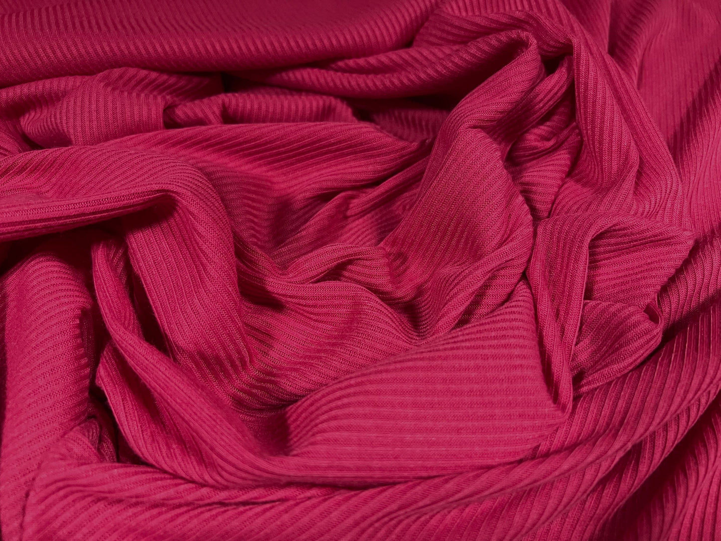 Soft handle ribbed jersey knit fabric, per metre - plain - cerise pink