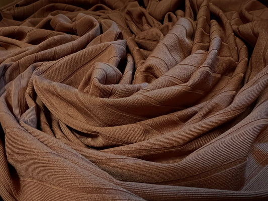 Stretch spandex rib jersey fabric, per metre - plain - toffee