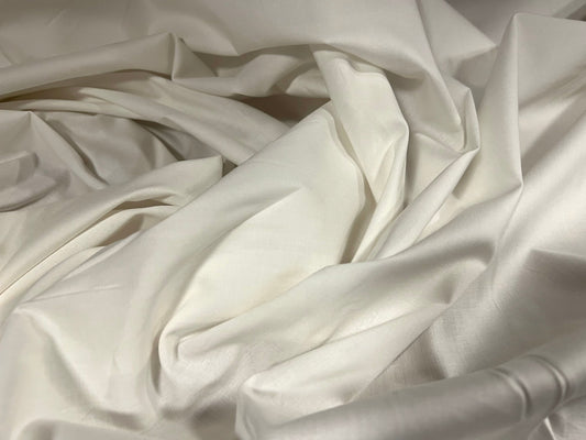 Cotton spandex stretch plain woven shirt blouse fabric, per metre - white