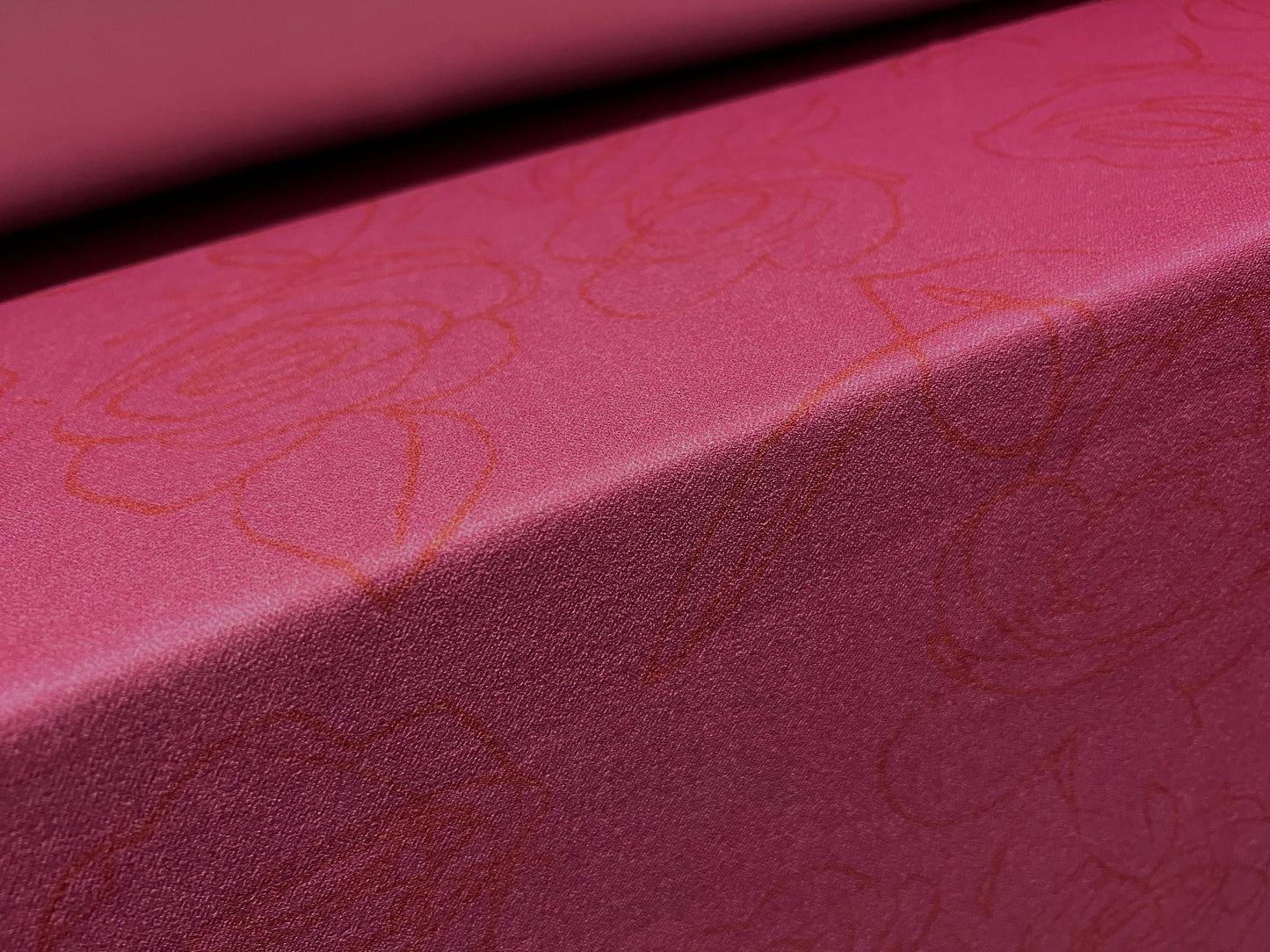 Scuba crepe fabric stretch spandex jersey, per metre - sketch rose print - raspberry pink