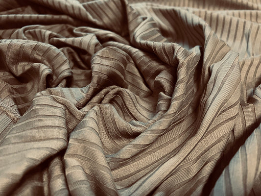 Stretch spandex rib jersey fabric, per metre - oatmeal