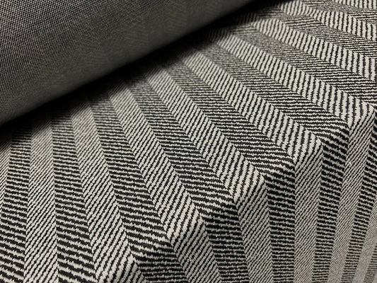 jacquard double jersey knit stretch dress fabric, per metre - herringbone design - grey