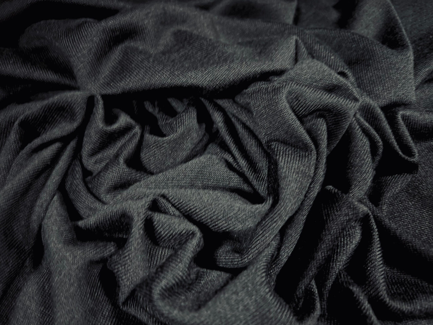 Paris melange knitwear jersey fabric, per metre - plain - black