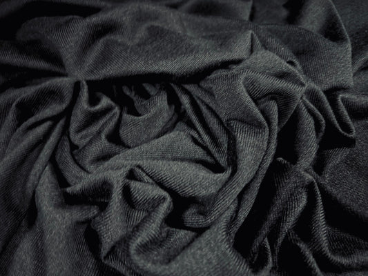 Paris melange knitwear jersey fabric, per metre - plain - black