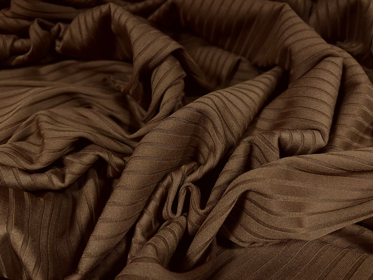 Stretch spandex rib jersey fabric, per metre - plain - hazelnut brown