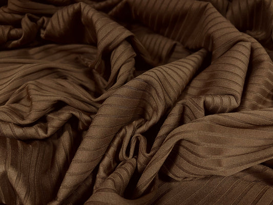 Stretch spandex rib jersey fabric, per metre - plain - hazelnut brown