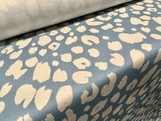 Scuba crepe fabric stretch spandex jersey, per metre - Cheetah print - duck egg & cream