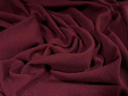 Waterfall textured scuba stretch spandex jersey, per metre - plain - Burgundy