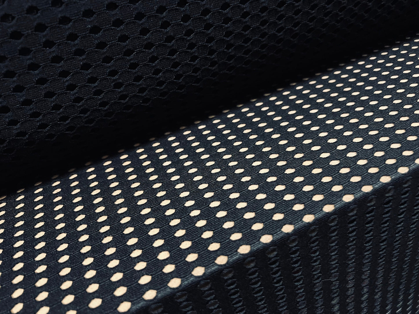 Stretch spandex eyelet sports mesh jersey fabric, per metre - black