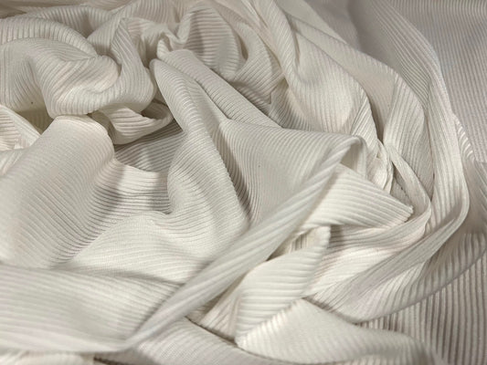Stretch spandex rib bodycon jersey fabric, per metre - plain - ivory