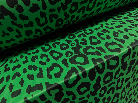 Single jersey fashion fabric - 60 inches wide - cheetah animal print - green & black