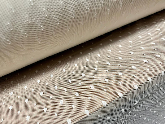 Power mesh net stretch spandex fabric, per metre - Dobby jacquard - white