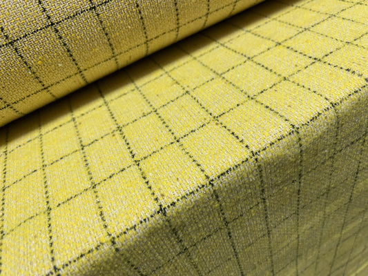 Wool blend bouclé coat jacket fabric, per metre - metallic lurex check - yellow