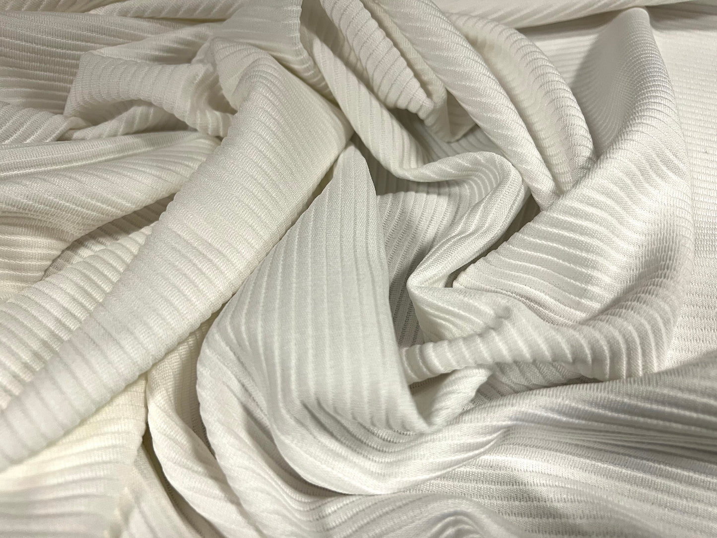 Ottoman rib Stretch spandex jersey fabric , per metre - plain - White