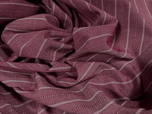 Woven stretch spandex raised pinstripe in a stripe fabric, per metre - wine