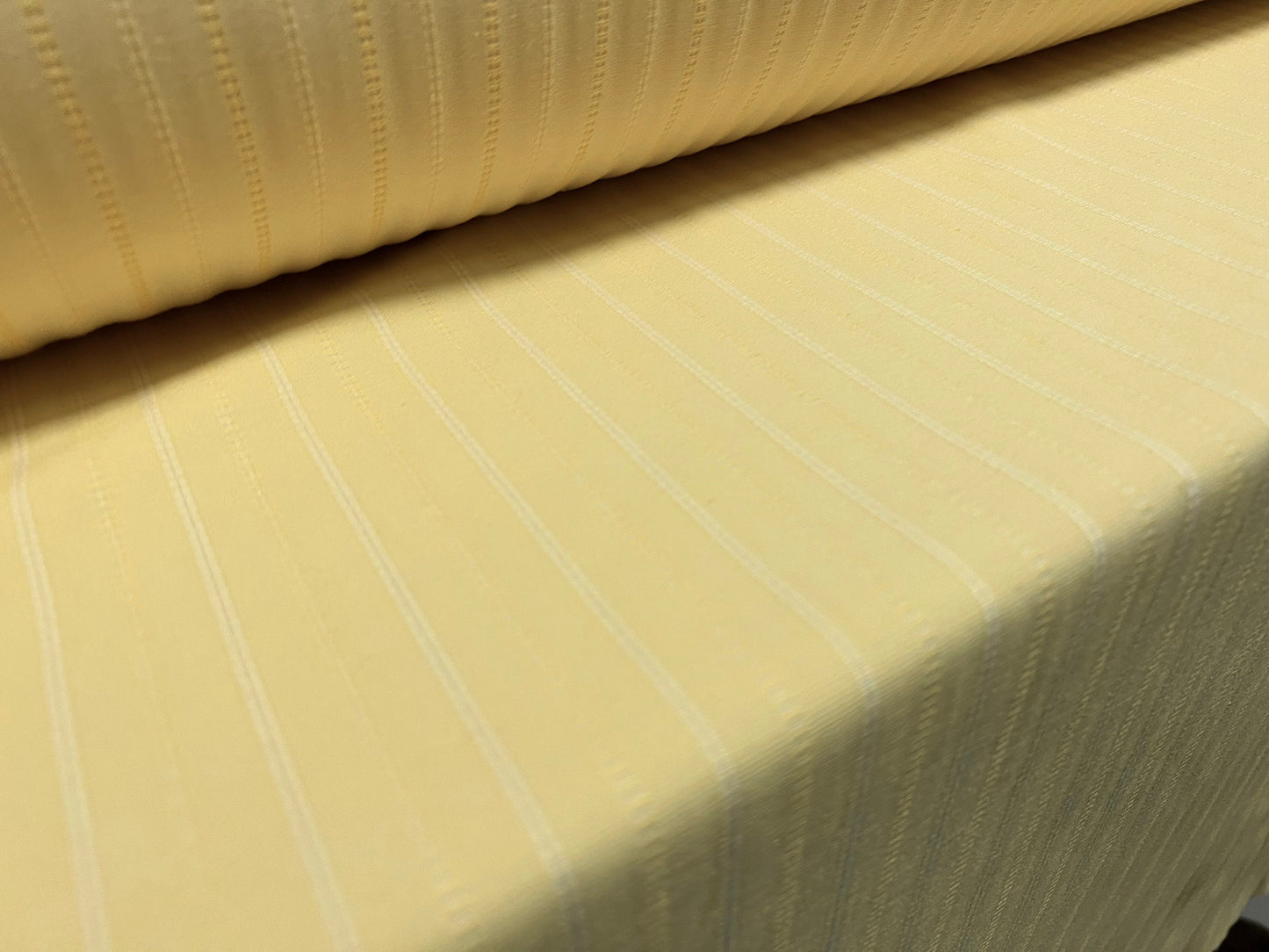 Woven stretch spandex raised pinstripe in a stripe fabric, per metre - yellow