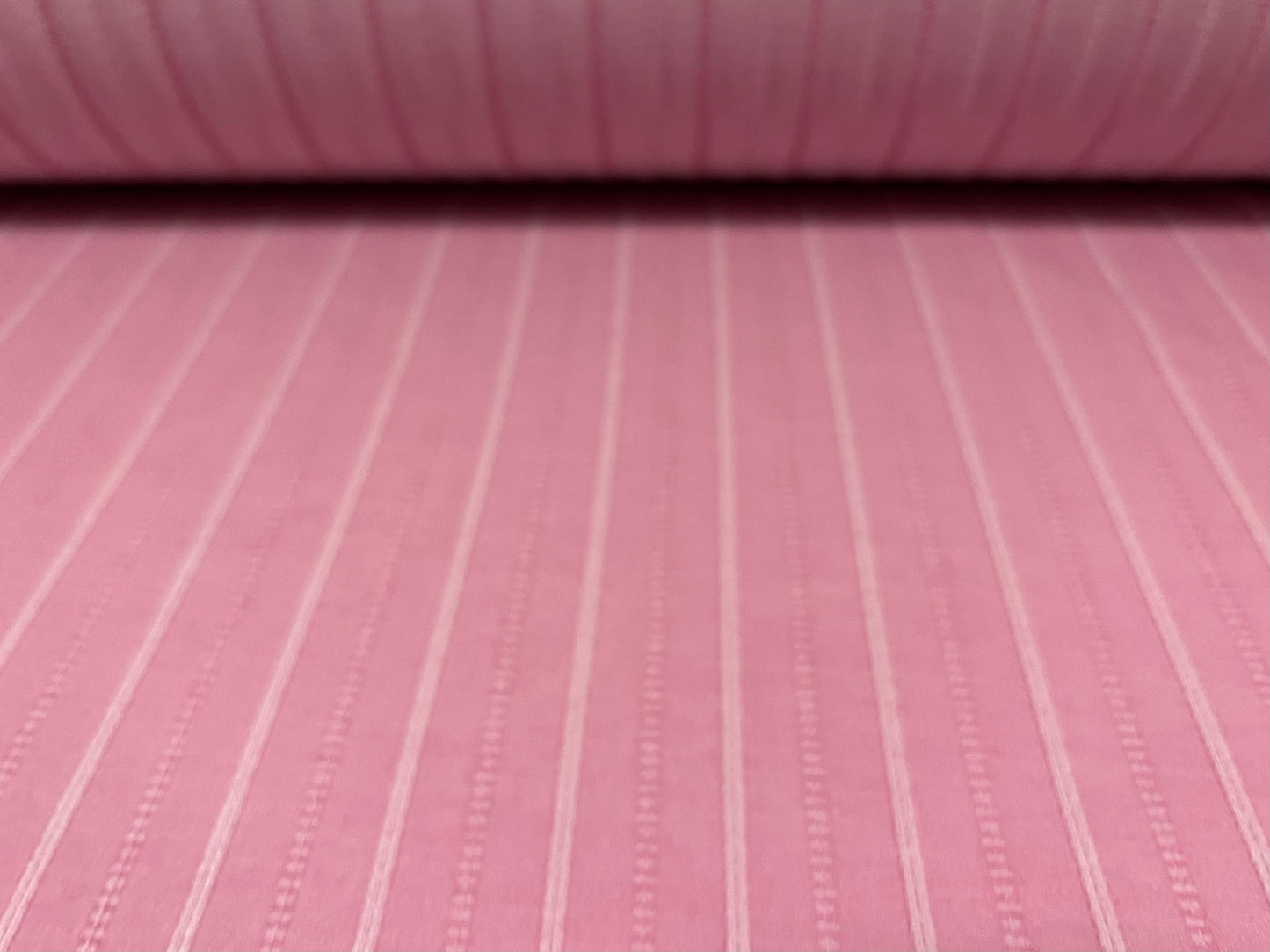 Woven stretch spandex raised pinstripe in a stripe fabric, per metre - rose