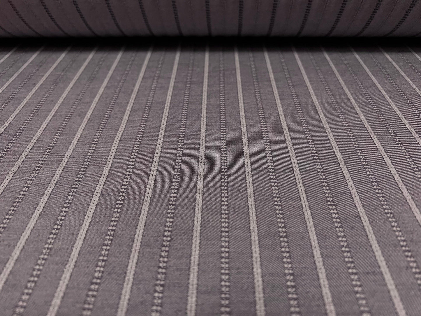 Woven stretch spandex raised pinstripe in a stripe fabric, per metre - grey Violet