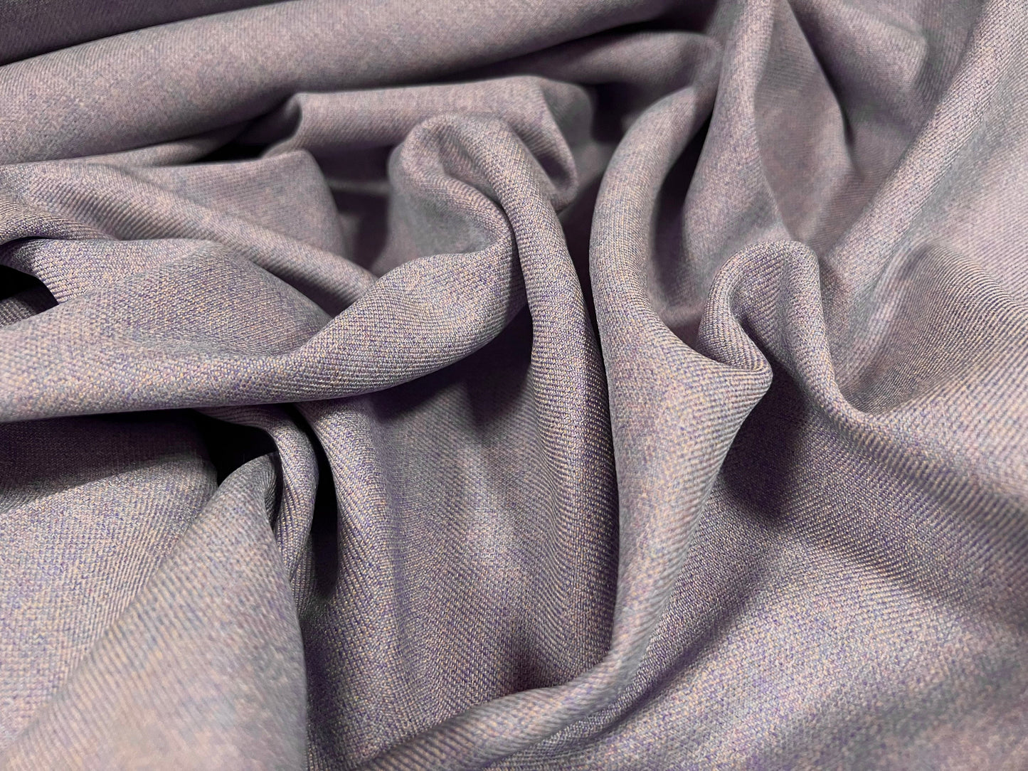 Linen look woven melange trouser skirt fabric, per metre - lilac & pink