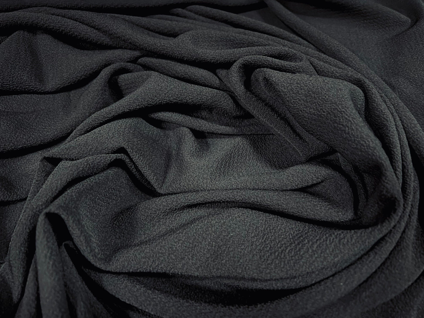 Woven stretch spandex pebble crepe dress fabric, per metre - plain - black