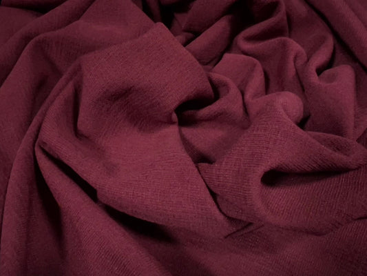 Textured straw cloth double jersey stretch spandex fabric, per metre - wine