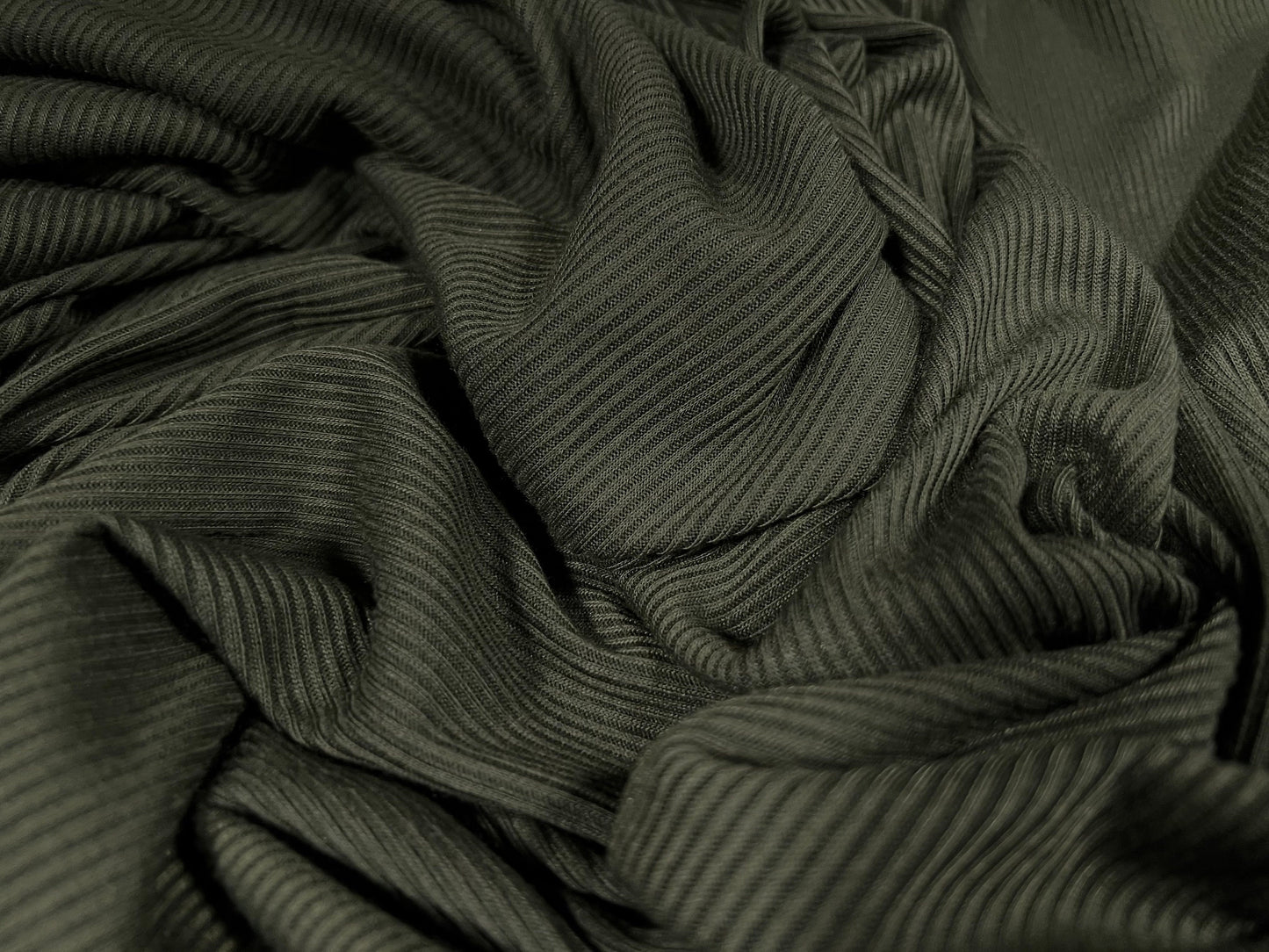 Soft handle ribbed jersey knit fabric, per metre - plain - khaki green
